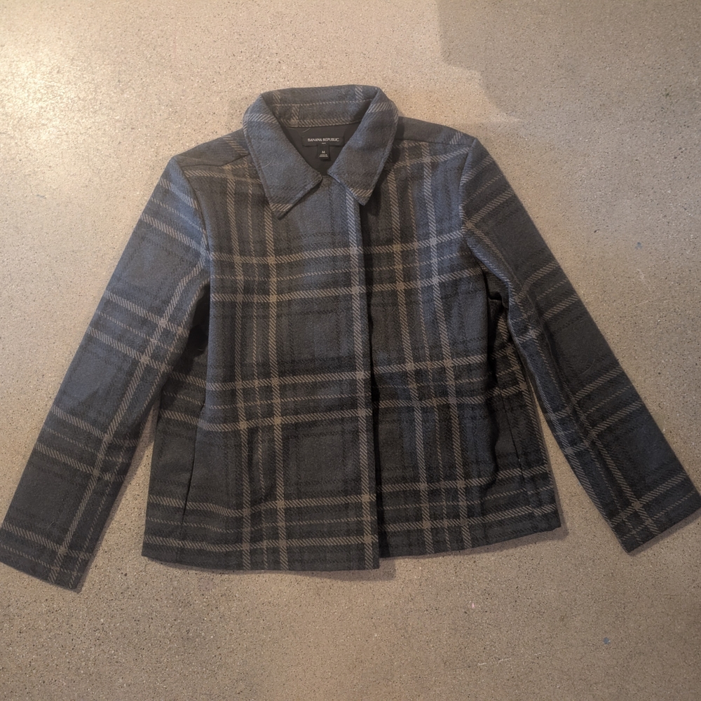 Banana Republic Gray Blazer Tailored Wool-Blend